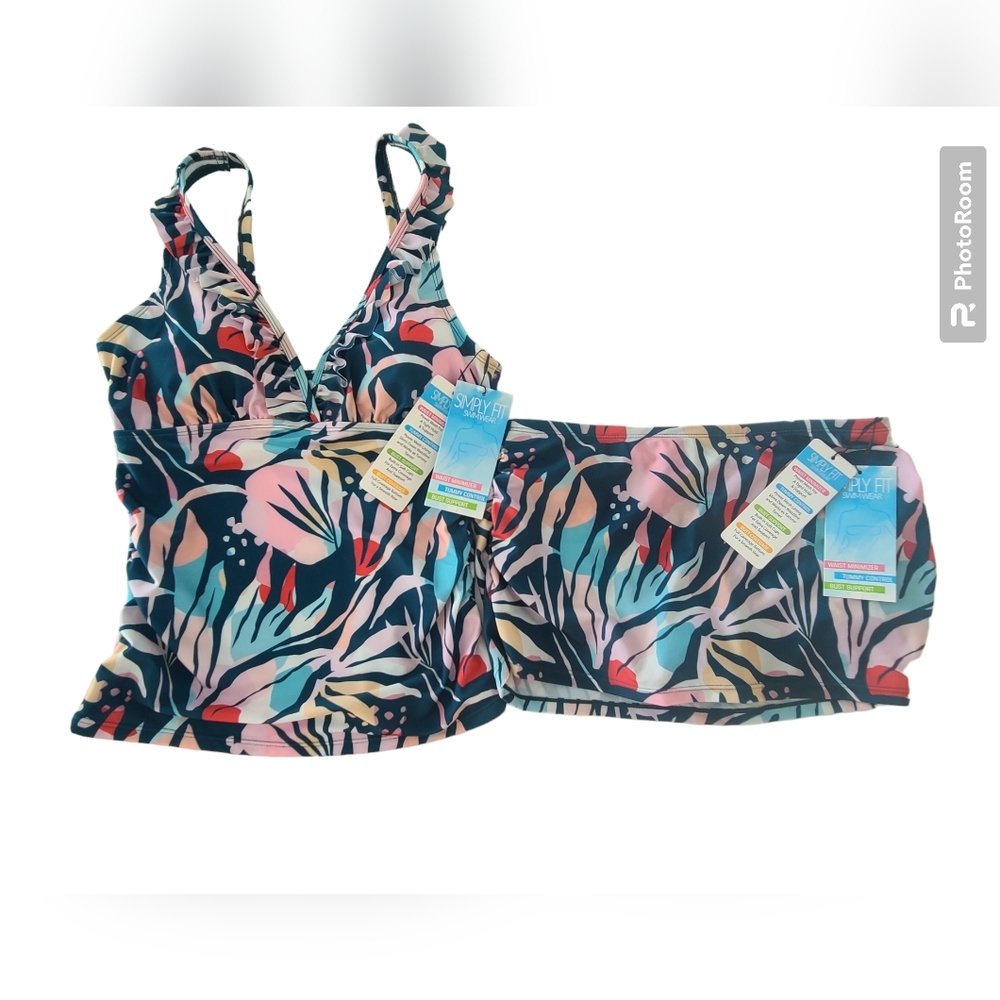 Simply Fit Swimwear Tankiny and Bottom Size Small
